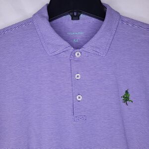 B Draddy Polo Shirt Mens Medium Striped Purple, White Grandfather Golf Club